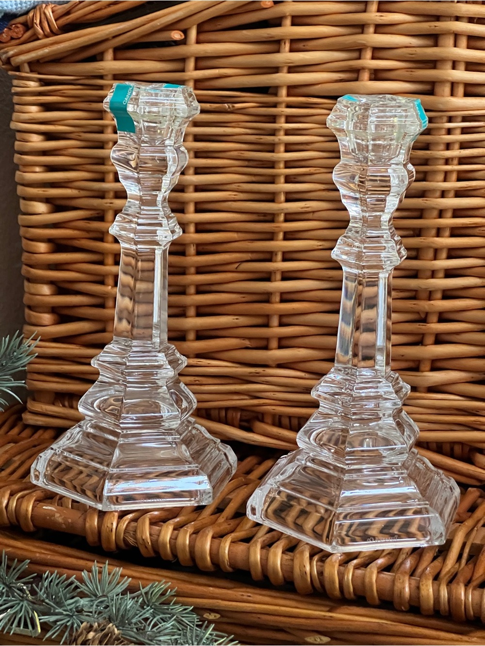 NEW Tiffany & Co. Plymouth Crystal Cut Candlesticks Set of 2